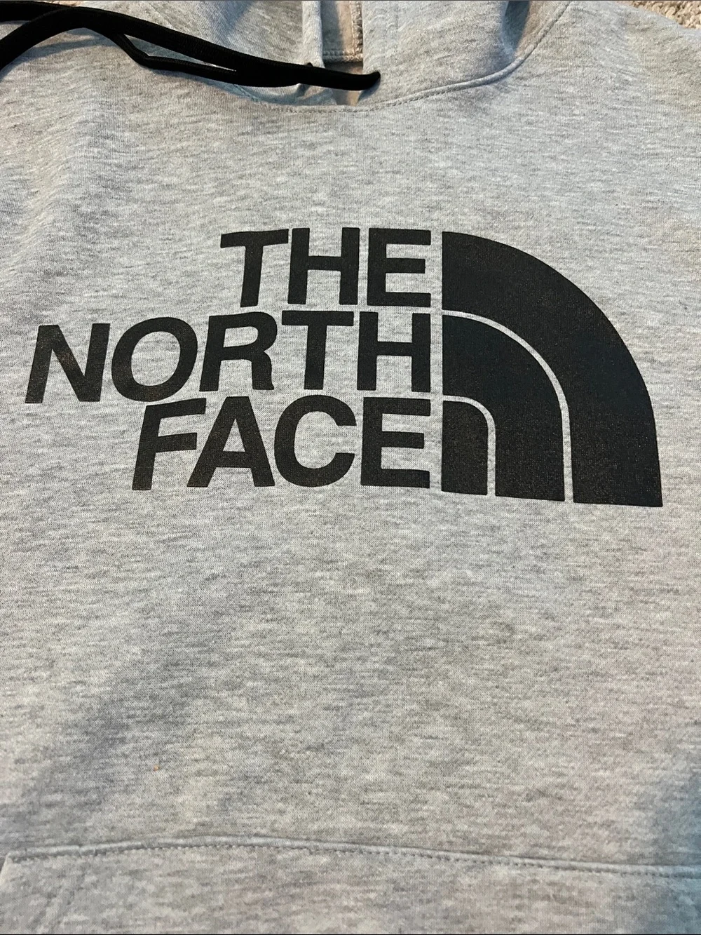 The North Face Light Grey Pullover Hoodie with Black Logo